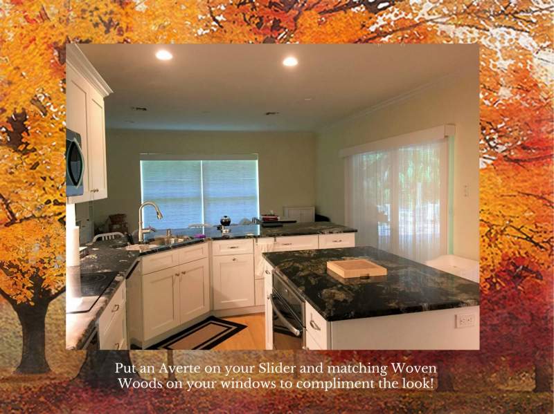Horizon Averte and Woven Woods on Kitchen Sliders and Windows 