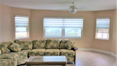 Hunter Douglas Banded Shades in Living Room Windows